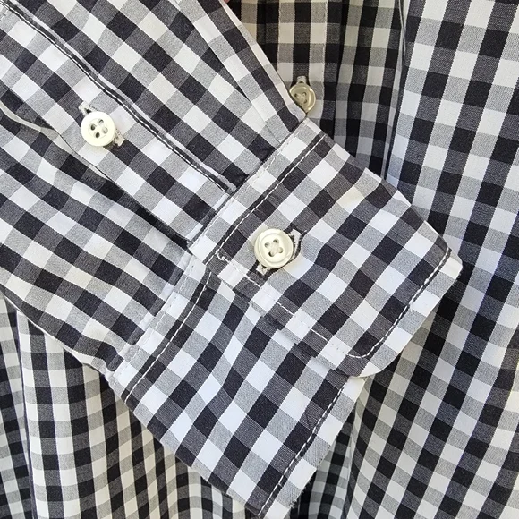MUJI Black White Gingham Cotton Button Down Shirt Minimalist Large - Picture 9 of 13